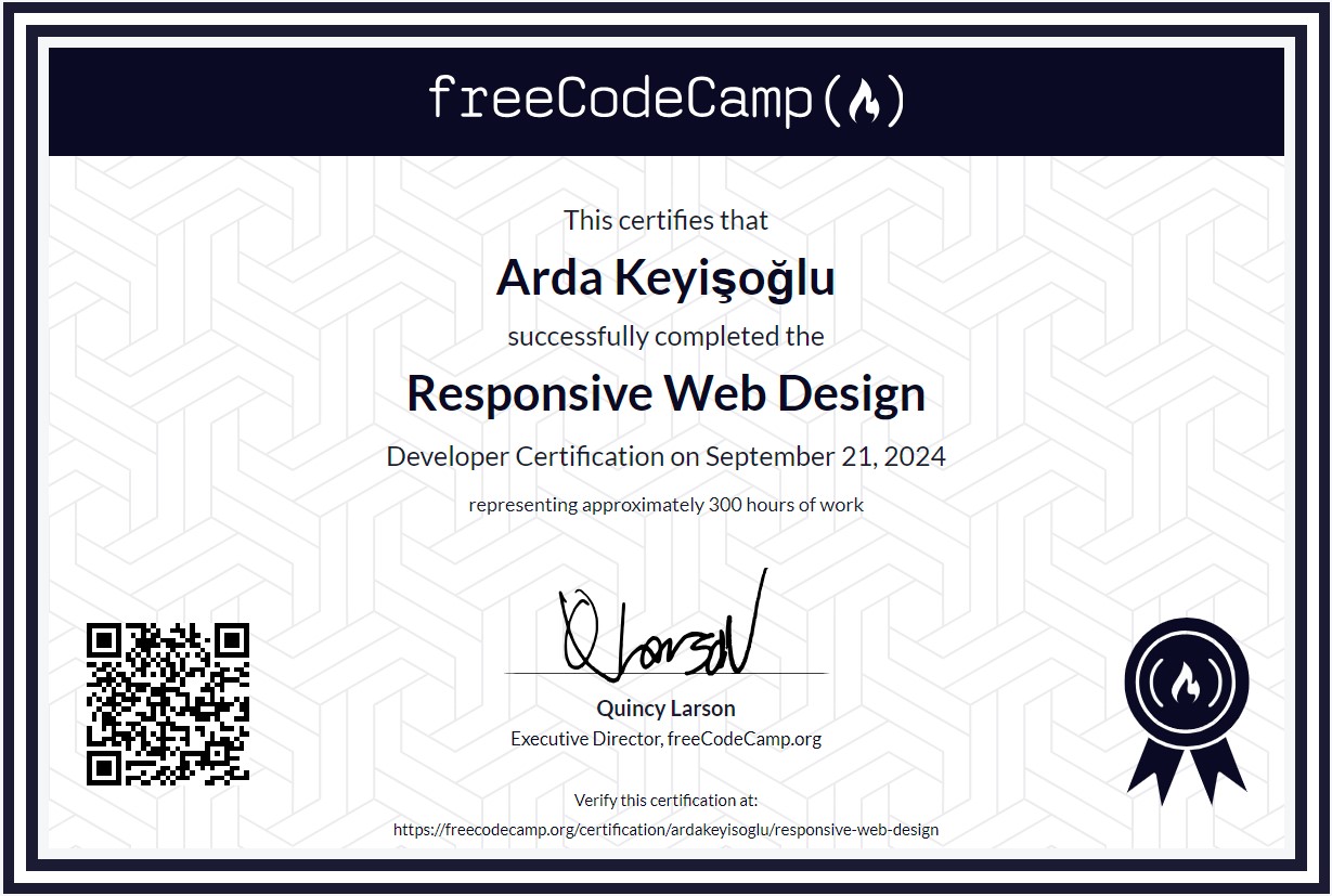 Image of Responsive Web Design certificate